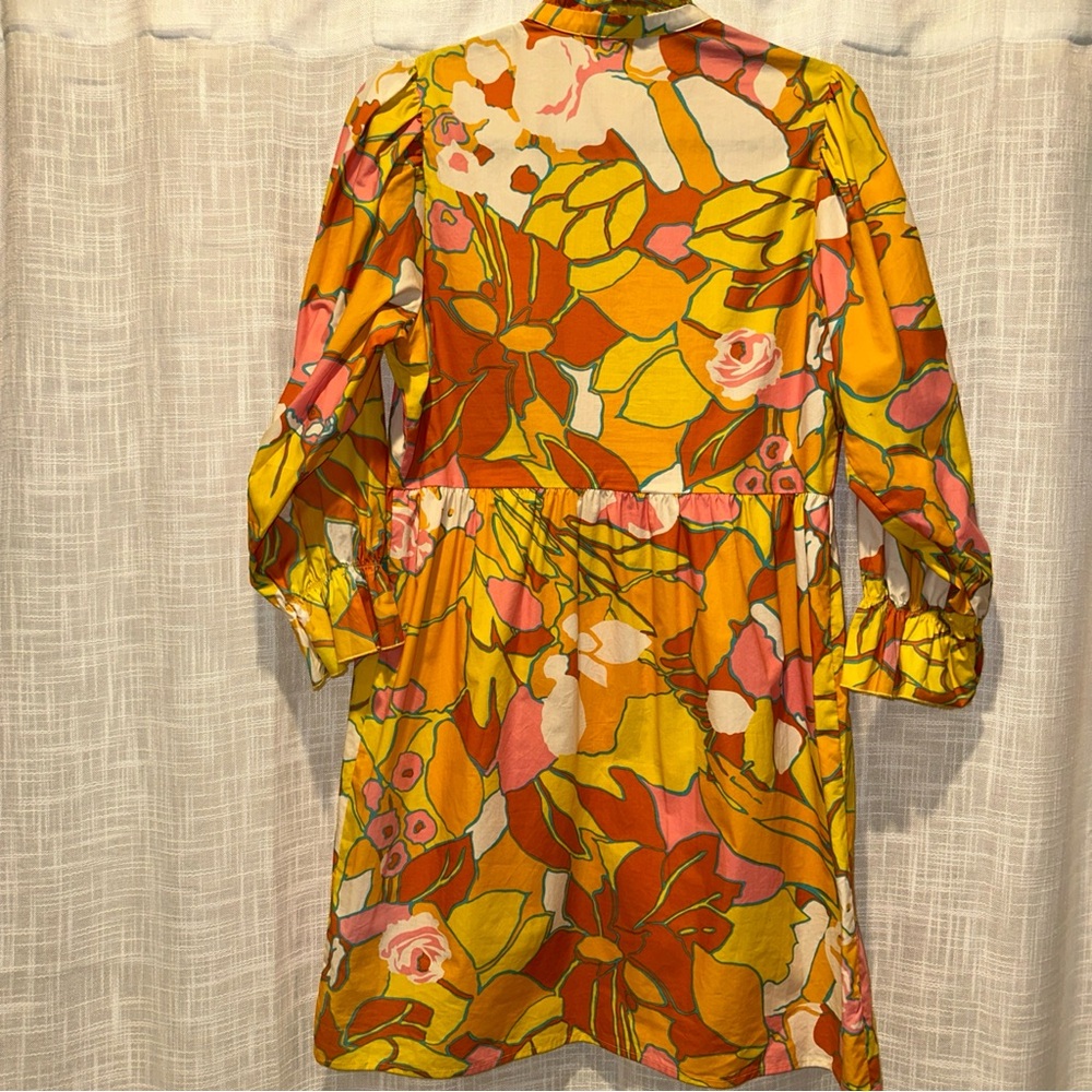 Flora Bea NYC Womens M Floral Kora Dress Multicolor Long Sleeve Boho High Neck - Picture 10 of 11